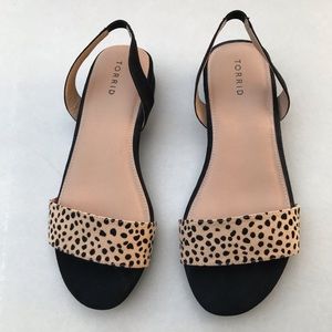 🔥 BLACK & LEOPARD LOW HEEL SLINGBACK SANDAL (WW)